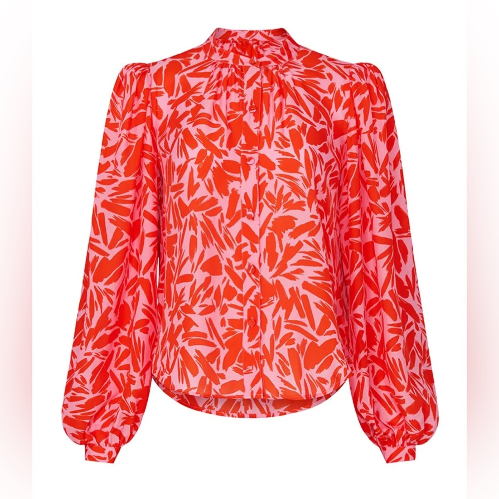 Veronica Beard Ashlynn Blouse Red Floral
Printed Silk Size 4